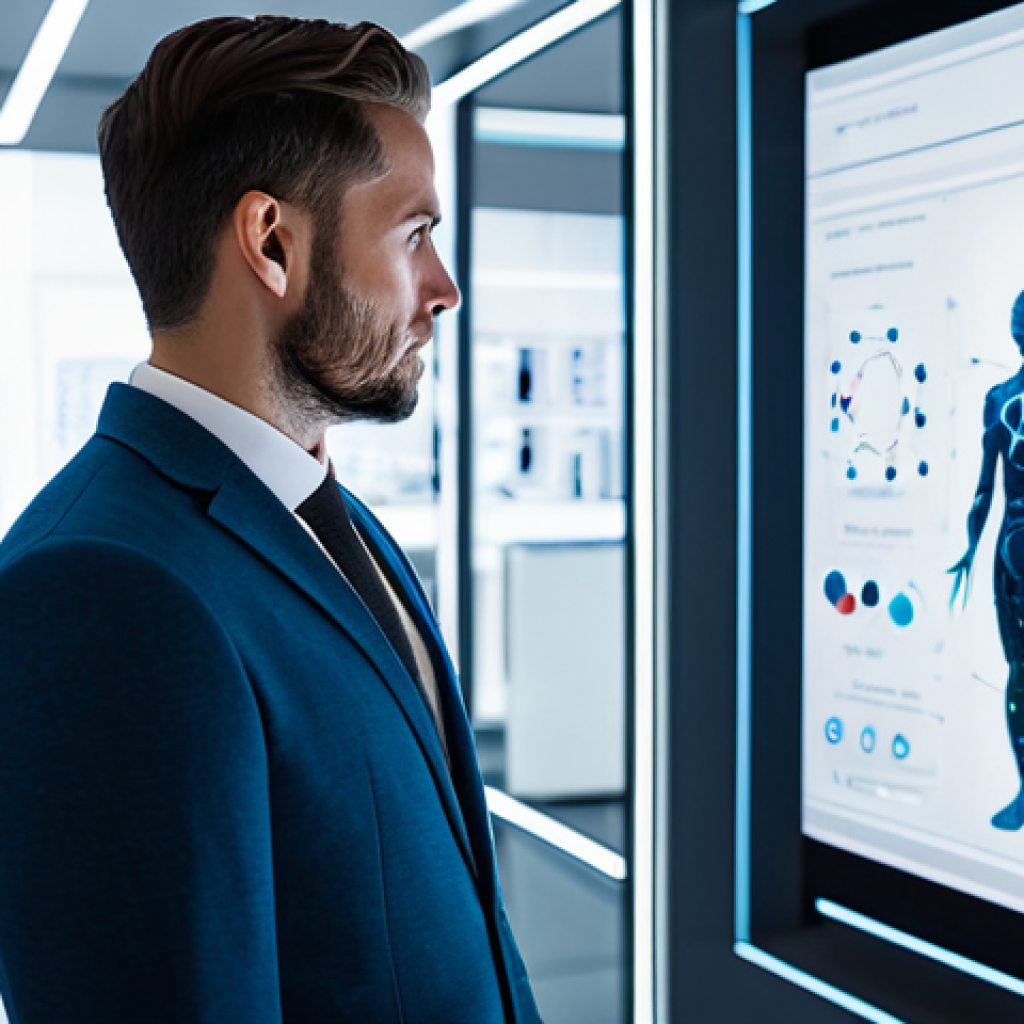 A focused professional AI developer, fully clothed in a modest business suit, stands in a sleek, futuristic tech lab. They are interacting with a large, transparent holographic display showing intricate data visualizations of language models and neural networks, symbolizing deep customization and fine-tuning for a specific brand voice. The environment is clean, well-lit, and futuristic, with subtle glowing lines indicating advanced technology. Perfect anatomy, natural pose, correct proportions, well-formed hands, proper finger count, natural body proportions. Professional photography, high quality, safe for work, appropriate content, fully clothed, professional dress.