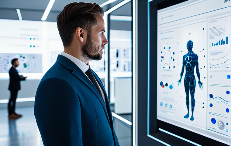 A focused professional AI developer, fully clothed in a modest business suit, stands in a sleek, futuristic tech lab. They are interacting with a large, transparent holographic display showing intricate data visualizations of language models and neural networks, symbolizing deep customization and fine-tuning for a specific brand voice. The environment is clean, well-lit, and futuristic, with subtle glowing lines indicating advanced technology. Perfect anatomy, natural pose, correct proportions, well-formed hands, proper finger count, natural body proportions. Professional photography, high quality, safe for work, appropriate content, fully clothed, professional dress.