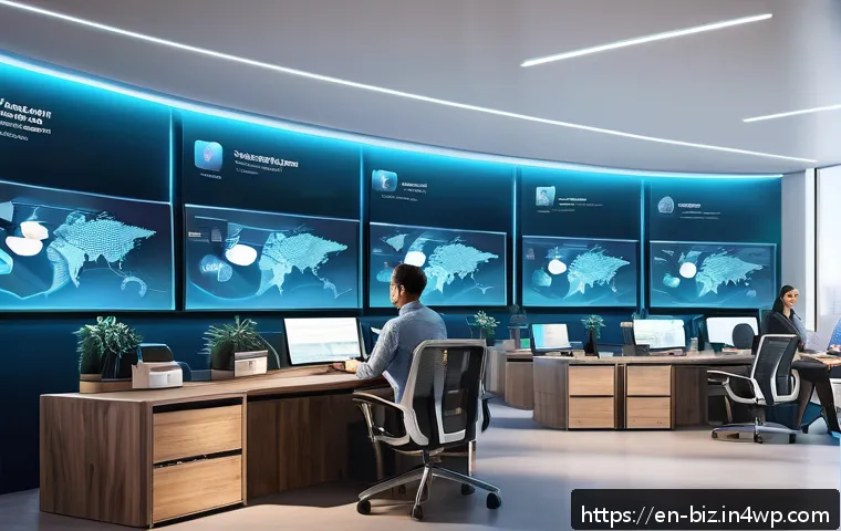 언어 AI의 고객 관계 형성 전략 - A modern customer service center scene showcasing diverse professionals collaborating with AI-powere...