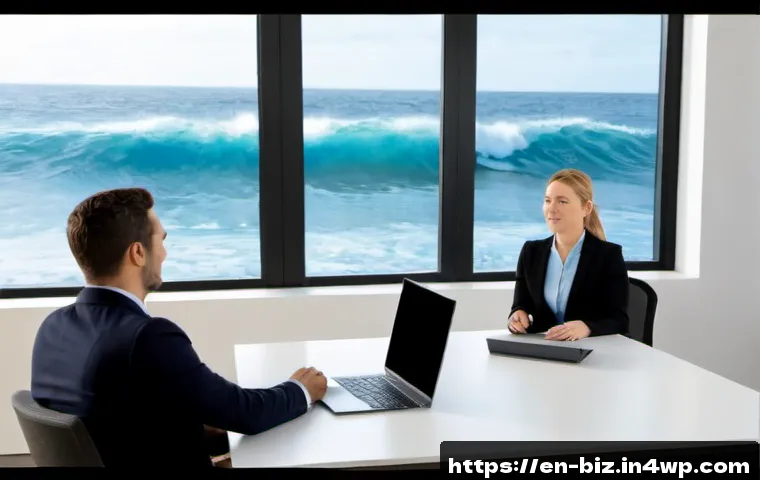 Home 17 언어 AI를 통한 채용 절차 혁신 - Photorealistic modern recruitment interview scene in a bright North American office, diverse hiring ...